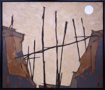 Progressive Entropy 2022 | Nathan Richardson | Öl auf Leinwand 60x70 mit schwarzem Schattenfugenrahmen aus Holz